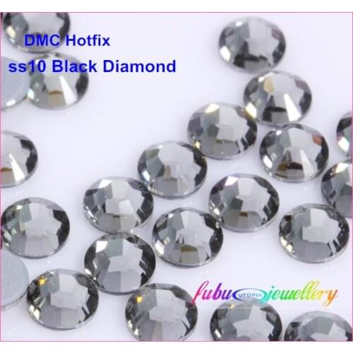 Free Shipping! 1440pcs/Lot, ss10 (2.7-2.9mm) High Quality DMC Black Diamond Iron On Rhinestones / Hotfix Rhinestones