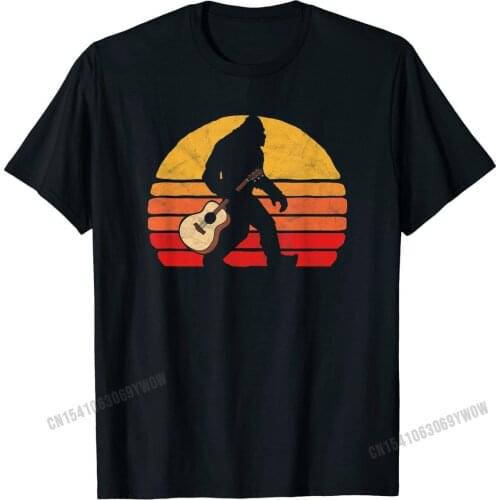Bigfoot & Acoustic Guitar Country Rock Bluegrass Music T-Shirt Casual Tops T Shirt Cotton Mens Top Casual Classic