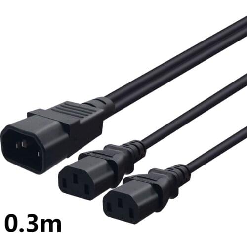 Dual C13 Power Cord Cable IEC 320 C14 to 2xC13 Splitter Cord IEC 320 Male to 2 Female Adapter C14 power extension cord 0.3M