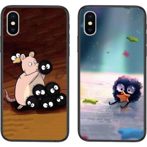 Black Waterproof Trend Cute Spirited Away Soot For Xiaomi Redmi Note 9 9S 8 7 10 Note9 Note 9 Pro Max 9Pro 5G Less