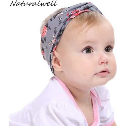 Naturalwell Baby top knot bow head wrap Knit headband Children turban Fabric cotton headbands Baby shower gift Bandage HB507D