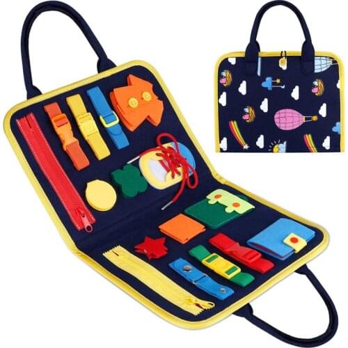 Montessori Busy Board Early Educational Toys Fine Motor Training Self-Care Ability Preschool Kids Children Sensory Education