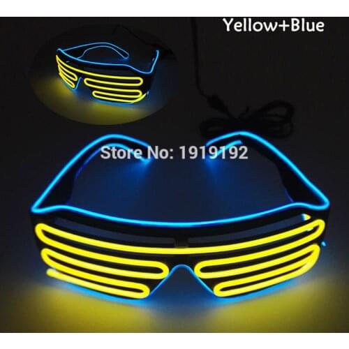 Double Color Glow LED EL Glasses Wire sunglasses Light Up Shades Flashing Rave Festival Party Bright Glasses New Hot Sale