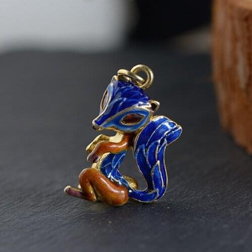 FNJ 925 Silver Pendant for Jewelry Making Original Pure S925 Sterling Silver Animal Fox Cloisonne Pendants Women Gold Color