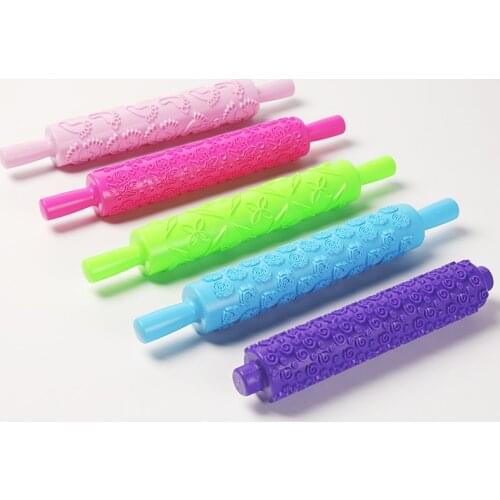 Ceramic Texture Mud Roller Plastic Heart/flower/Little Feet Pattern Relief Mud Roller Stick Polymer Clay Modeling Pottery Tools