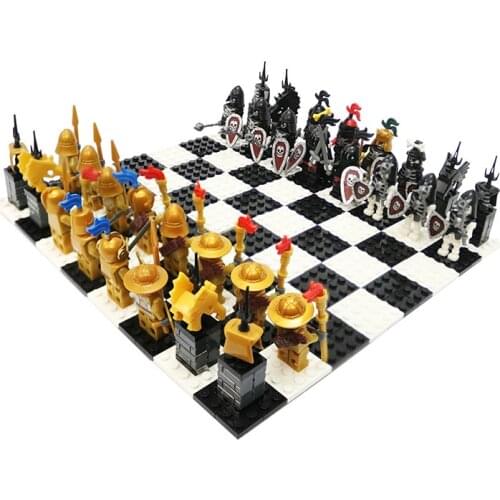 New International Chess Model Building Blocks Medieval Knight VS Undead Army Soldier DIY Bricks Educational Toys for Children