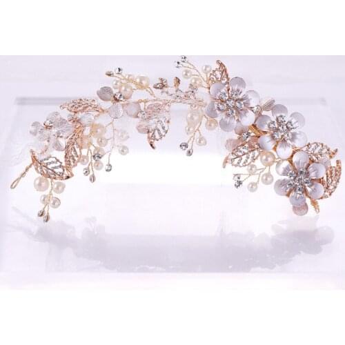 Europe Hot-selling Brides Wear Handmade Hairpin Gold Flower Barrette Simulated Pearl Hair Pin BN