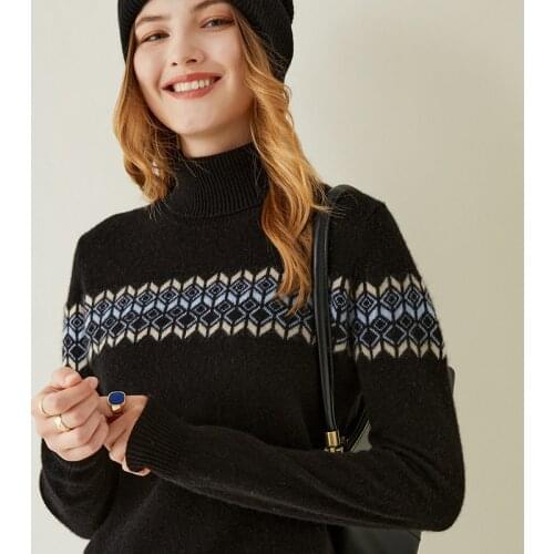 LONGMING Women Sweater 100% Cashmere Turtleneck Pullover Women Knitted Sweater Autumn Warm Wool Sweaters Jumpers Vintage Sweater