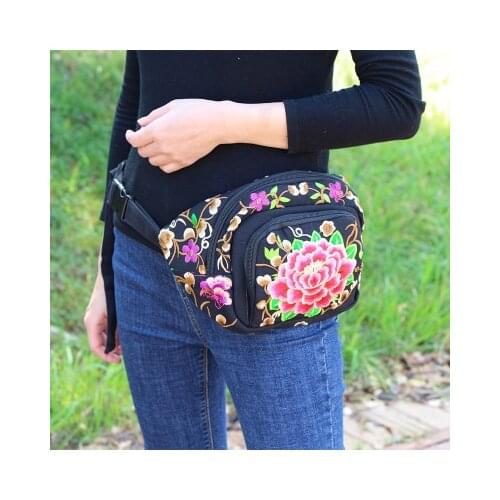 Fashion Bohemian Embroidered Shopping waist bags!Hot Floral embroidered Lady Waist Pack Versatile England Style Canvas Waist bag