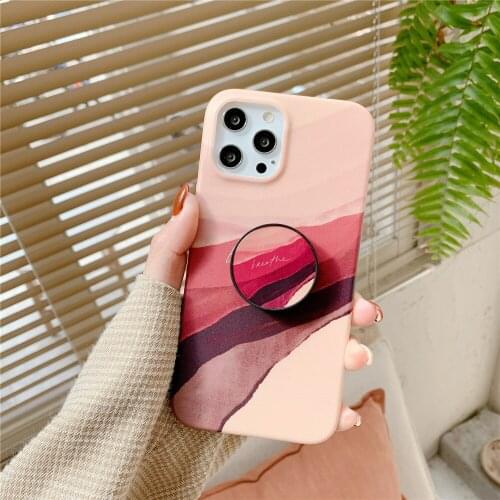 Marble Phone Case With Holder For iPhone 12 Mini 12 11 Pro Max XR X XS Max 7 8 Plus SE 2020 Case Soft Silicone Phone Back Cover
