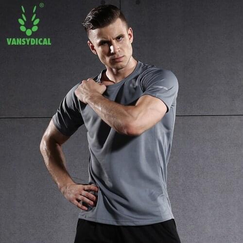 Short Sleeve Men Running Shirt Fitness Workout Workout Quick Dry Tops Solid Brethable Sportswear Vansydical