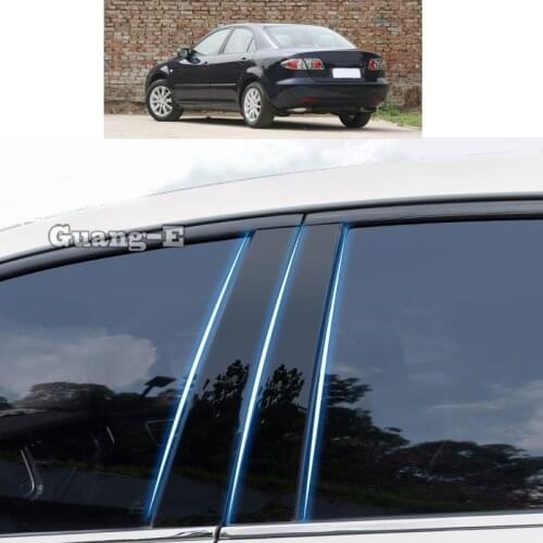 For Mazda 6 Mazda6 Sedan 2006-2013 Car PC Material Pillar Post Cover Door Trim Window Piano Black Molding Sticker Plate 6pcs