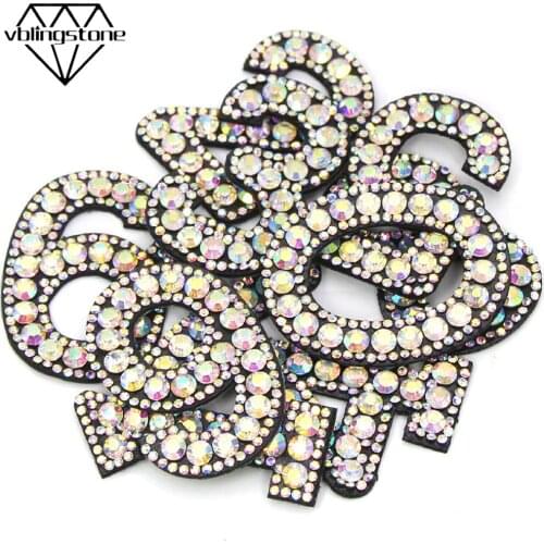 0-9 Number Rhinestones Patches 3D Number Applique Hot fix Rhinestones Patches Thermo Stickers On Clothes Badges For Name DIY
