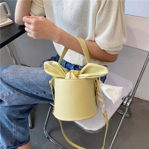 New High-quality PU Leather Pure color Tote Shoulder Crossbody Bucket Bag Retro Ethnic Female Designer Handbag Messenger Bag