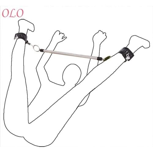 OLO For Women Couples With Lock Keys Leather Wrist Ankle Cuffs Restraint Bondage Stainless Steel Spreader Bar