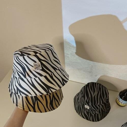 Autumn New Kids Hats Caps Zebra Pattern 3-4-5-6 Years Boys Girls Beach Bucket Hat Fashion Cloth Label Child Fisherman Cap Bonnet