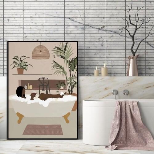 New Modern Abstract Fashion African Woman Bathroom Dressing Room Canvas Poster Scandinavian Wall Art Pictures Home Decoration