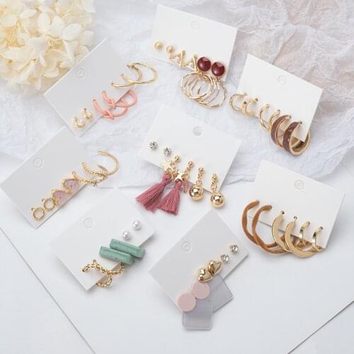 Simple geometry fashion popular Set Earrings personality versatile round circle net red Earrings 6 pieces Earrings