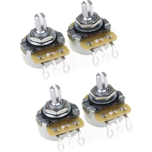 CTS 450 Series A250K Split Shaft Fine 24-Splines Pot Audio Taper Potentiometer for Electric Guitar Bass,10% Tolerance (Set of 4)