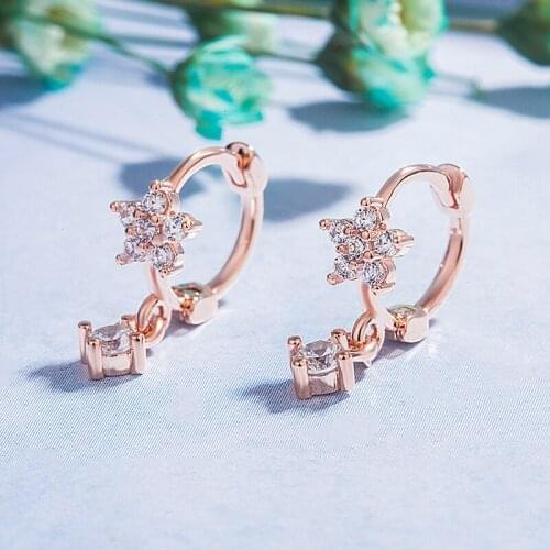 Classic Cute Rose Gold Follower Zircon Earrings For Women Silver 925 Drop Earrings Gemstone Wedding Party Fine Jewelry Wholesale