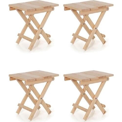 Masho Trend 4 Pcs Folding Wood Camping Stool-Fishing Stool-Beach Chair-Camping Chair