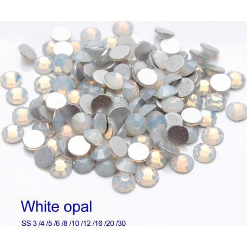 SS3-SS20 1440pcs/lot White Opal Nail RhinestonesFlat Back Non Hotfix Glitter Nail Stones,DIY 3d Nail Phones Decorations