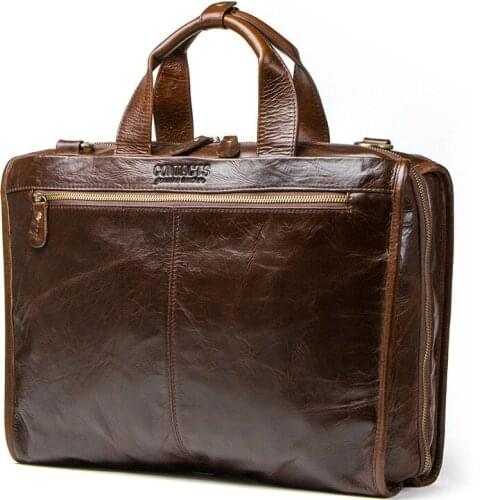 Mens Laptop Bag For 15.6" Macbook Pro 15 Top Quality Cowhide Leather Man Computer Bag Shoulder Bags Luxury Handbags For Dell Hp