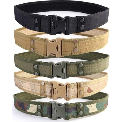 Outdoor Mens Adjustable Sponge Military Canvas Tactical Belt with Plastic Buckle Military Army Hook 2 Inch / 5cm Waist Female
