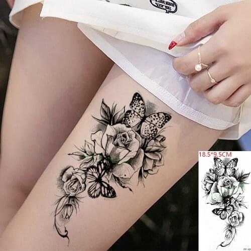 Waterproof Temporary Tattoo Sticker Rose Butterfly Insect Flower Flash Tatoo Fake Tatto Arm Back Leg Foot Body Art for Women Men