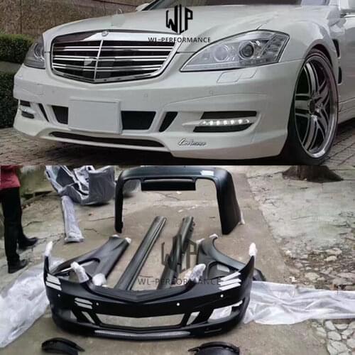 W221 S300 S350 FRP Unpainted Car Body Kit Front Rear Bumper Side Skirts For Mercedes-Benz W221 Car Styling 11-13