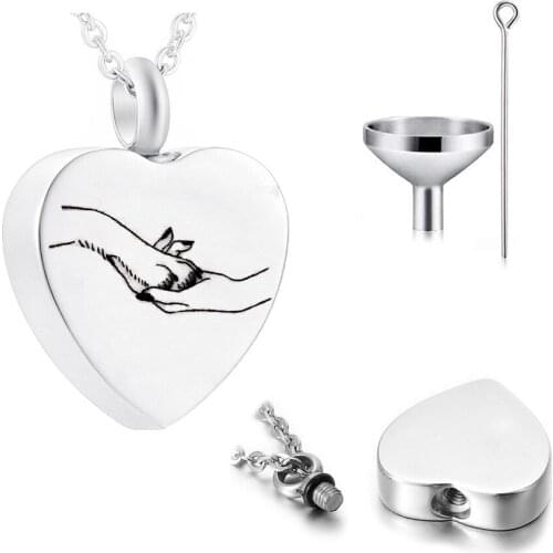 Cremation Jewelry Dog Paw Pet Memorial Mini Urn Pendant Funeral Urn Necklace With Beautiful Packing Bag and Filling Kit