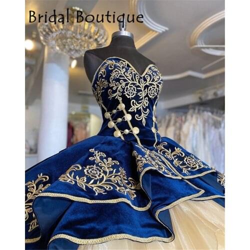 Formal Vestidos De 15 Años Royal Blue Quinceanera Dresses Lace Applique Sweet 16 Dress Ruffles Skirt Mexican Prom Gowns 2021