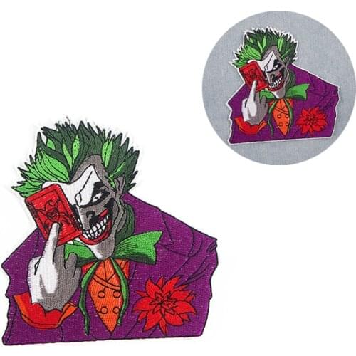 R949 1pcs The Joker Figure Funny Clown Pacth Stickers Iron On Patches For Backpack Handbag T-shirt Jacket Backpack Diy Patch