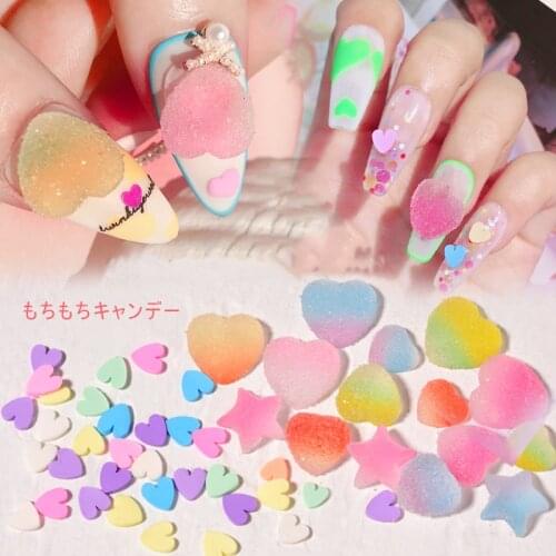10pcs Sweet Fudge Nail Art Decorations Soft Heart Star Lovely Candy Jelly Sugar Nail Jewelry Ornaments DIY Manicure Accessories