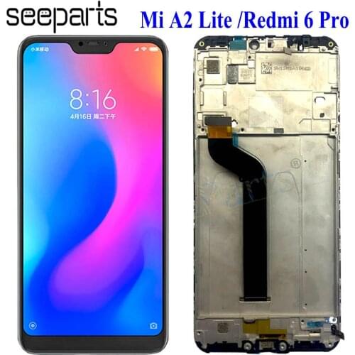 100% Tested For Xiaomi Mi A2 Lite LCD Display With Frame Digitizer Display Touch Screen MiA2 Lite A2Lite Display Redmi 6 Pro LCD