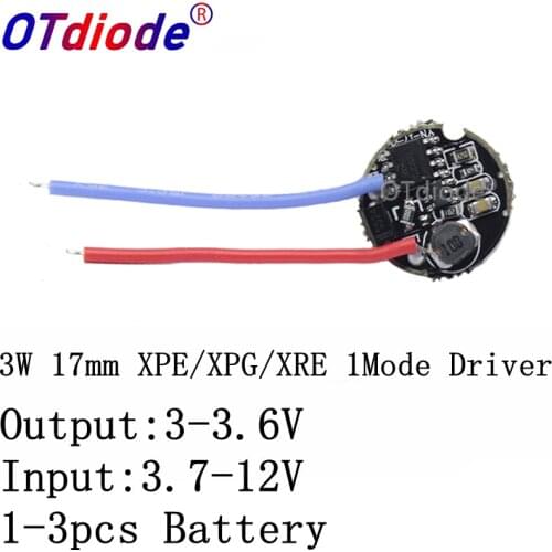 2PCS 3W LED driver 16mm 3.7-12V DC 1 Mode LED Flashlight Driver for CREE XRE-Q5/XPE /XBD XB-D all kind of 3W LED Light Lamp