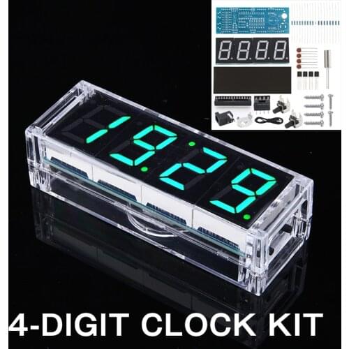 4-Digit DIY Digital LED Clock Kit Date Time Temperature Display Transparent Case For DIY Digital Clock Repair Tools Replacement