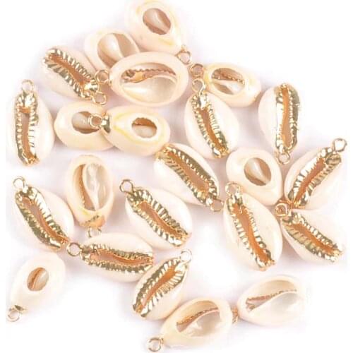 5pcs About 16-20mm Gold Plated Natural Seashells For Jewelry Shells Bracelet Pendant handmade Home Decor DIY Charms tr0315