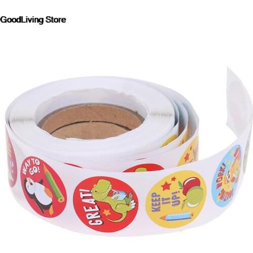 500pcs Reward Stickers Encouragement Sticker Roll for Kids Motivational Stickers with Cute Animals for greeting cards bags