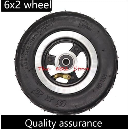 6x2 6Inch Solid Tire inner outer Tyre M10 Rear Wheel with Aluminum hub For Widened Electric Scooter F0 Pneumatic Trolley Cart