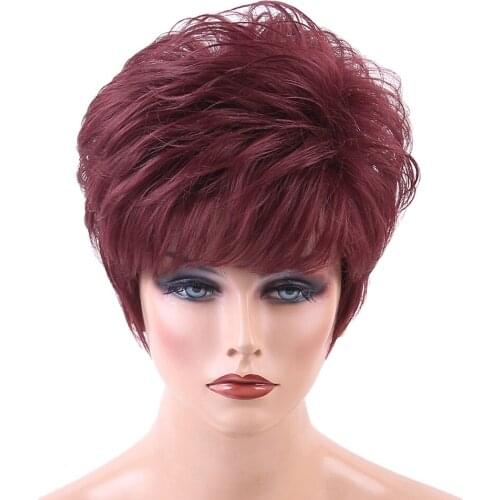 8'' Natural Short Straight Wigs for Women Lady with Bangs Hairpieces