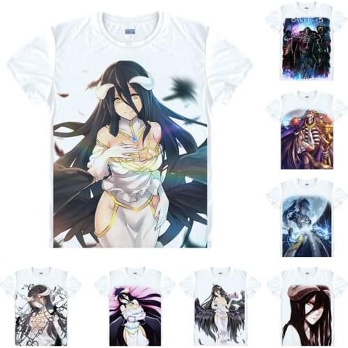 Coolprint Anime Shirt Overlord T-Shirts Multi-style Short Sleeve Momonga, Ainz Ooal Gown Albedo Cosplay Motivs Hentai Shirts