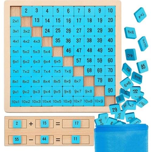 Arithmetic Learning 100 Tables Math Toys 1-100 Digits Continuous Tables Board Double-Sided Multiplication Learn Kids Wooden Toys