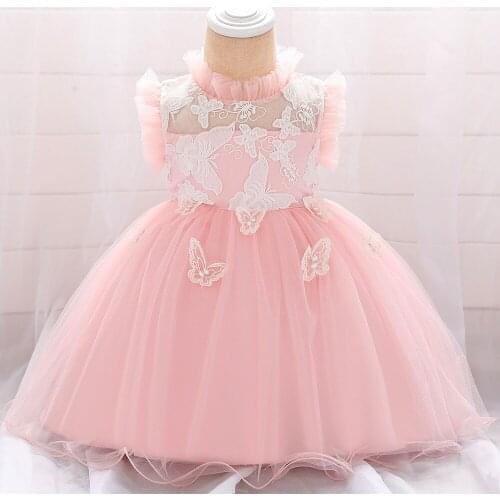 2021 New Baby Dress Dress Europe and The United States New Dress Collar Butterfly Princess Dress Baby Girl 100-day Washing Dress