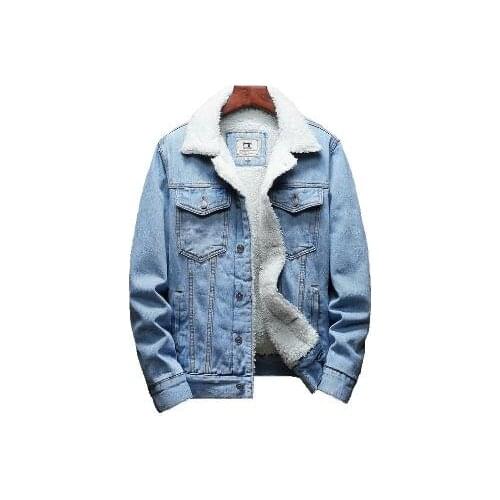 Denim Jacket Mens Winter Polar Fleece Warm Coat Thicken Coat Fashion Denim Jacket Plus Size 6XL Denim Streetwear