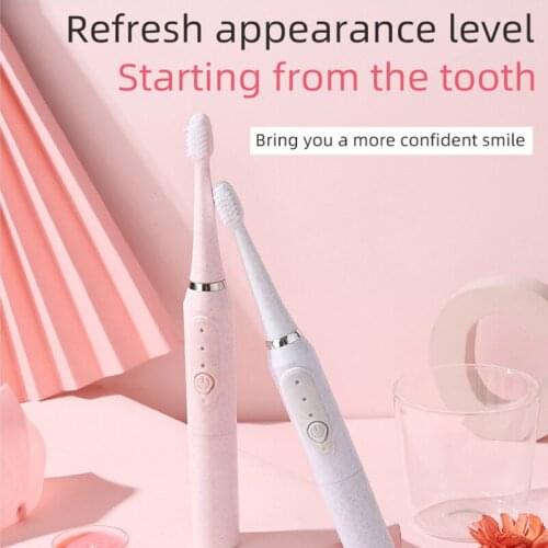Electric Toothbrush Couple Ultrasonic Adult Non-Rechargeable Soft Hair Automatic Waterproof 2 Brush Head Travel Set Couples