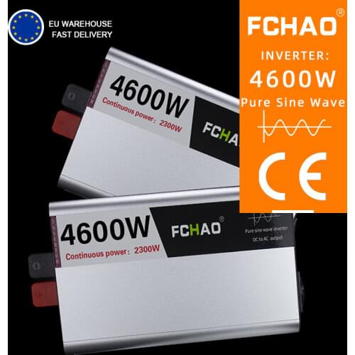 FCHAO 4600W Pure Sine Wave Inverter 12V DC To 220V AC Home Power Voltage Converter Car Accessories LED Display EU US JP Socket