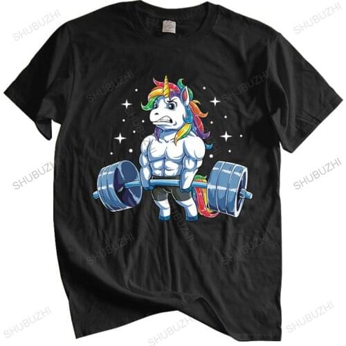 Men o-neck tshirt fashion brand t-shirt black new Unicorn Weightlifting T-Shirt Fitness Gym Deadlift Rainbow us euro size