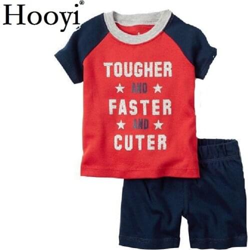 Hooyi 2018 Summer Baby Boy Clothing Suit Infant Clothes 2-Pieces Sets Summer Cotton Short Sleeve Tee Shirt Pants Sport Suit Soft