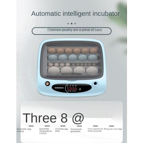 Small Automatic Intelligent Incubator Household Chicken Duck Goose Egg Incubator Hatching Machine with light and alarm 220V12V